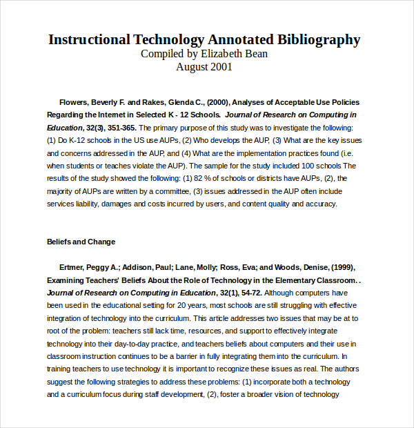 teaching annotated bibliography