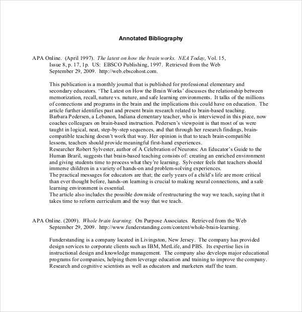 free sample teaching annotated bibliography template