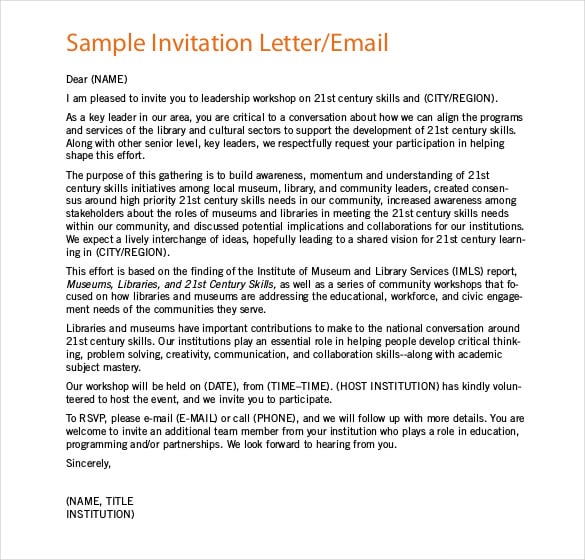 email invitation for leaders
