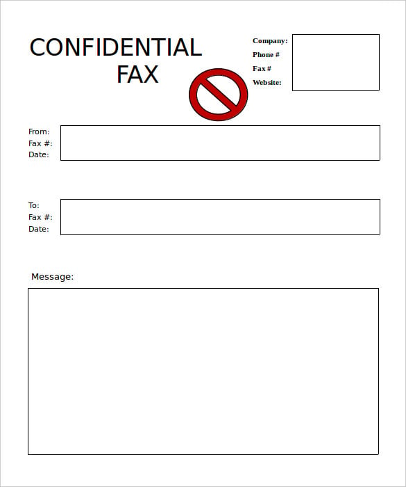 confidential no fax cover sheet template blank download