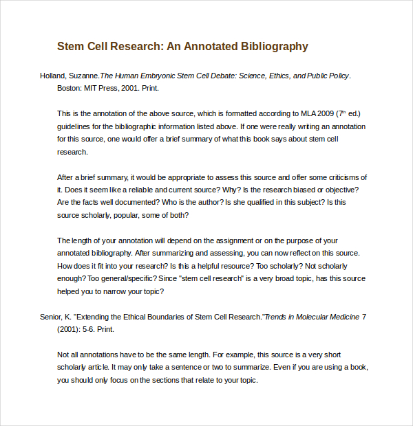 Example annotated bibliography