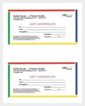 Body Moves Fitness Gift Certificate Sample Template