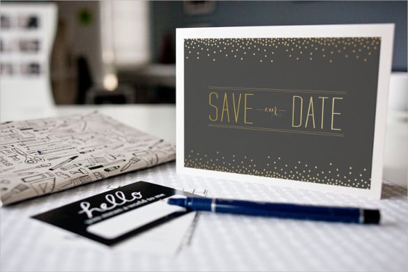 gold faux save the date – printable postcard template