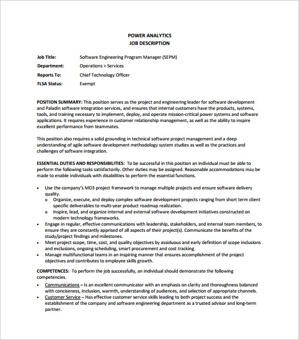 job description template samples pdf