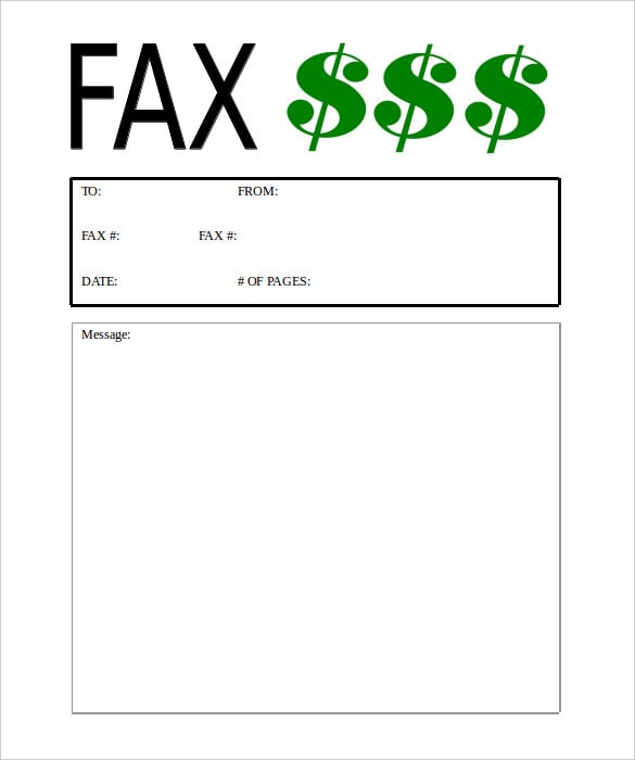 professional money fax cover sheet word doc sample