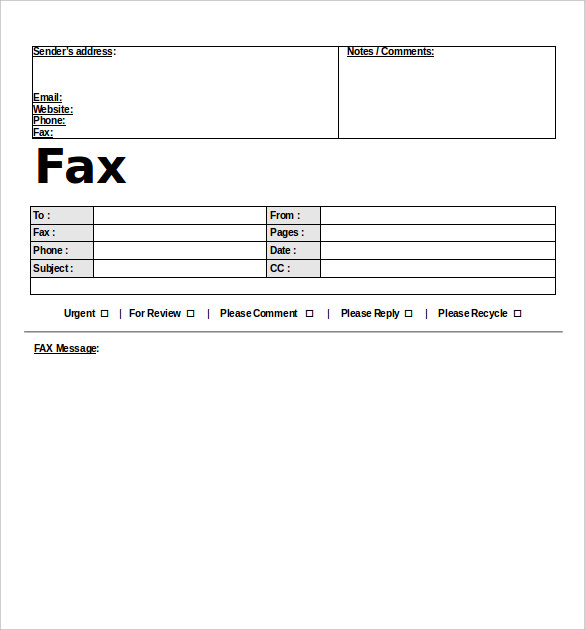 professional message fax template free sample download