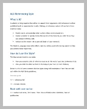 MLA Refernce Style Format Download