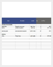 Sample Stock Inventory Control Template