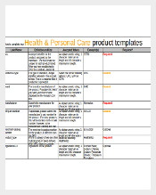 Health and Personal Care product Inventory template Sample Format