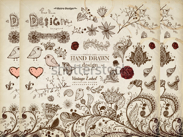 hand-drawn-floral-ornaments-with-flowers-and-birds