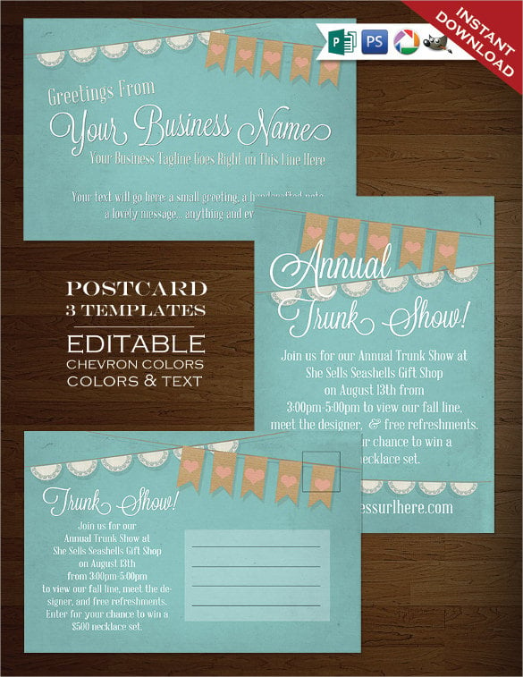 blue colour postcard template design