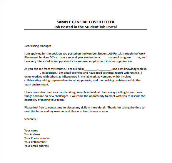 Cover letter sample pdf download