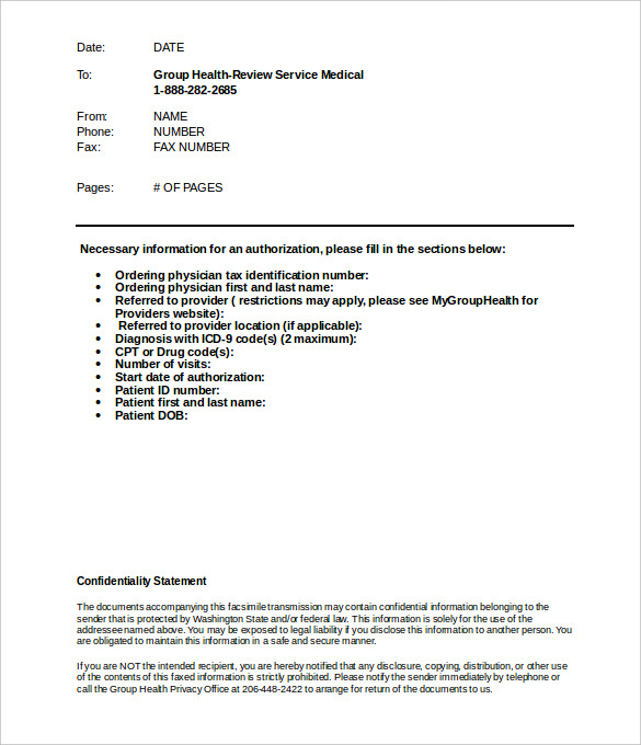 8+ Medical Fax Cover Sheet Templates PDF, Word