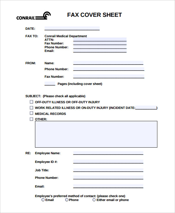 sample fax cover sheet for medical office