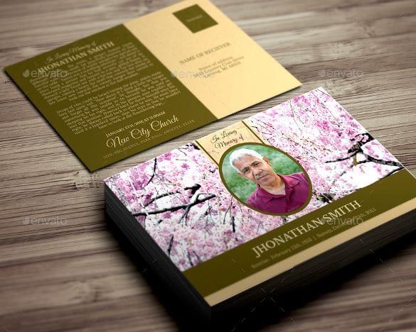 cherry blossom funeral post card template