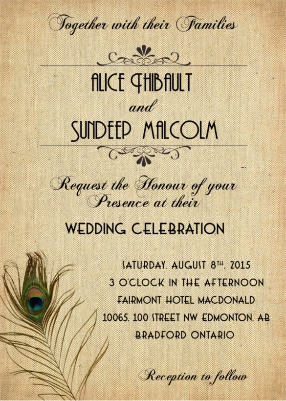 printable peacock wedding invitation suite