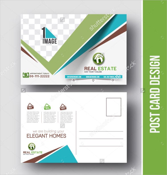 real estate postcard design vector template for opening invitation