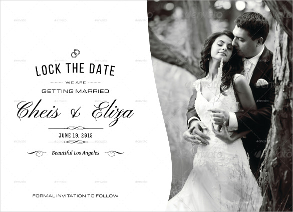 black and white lock the date postcard template for wedding