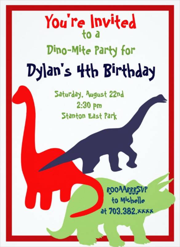 beautiful hand made dinosaur art birthday invitati