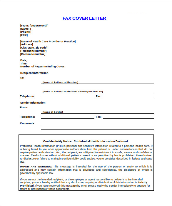 9 Confidential Fax Cover Sheet Templates Doc Pdf 