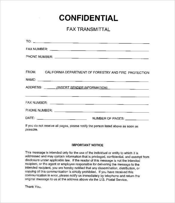 9 Confidential Fax Cover Sheet Templates Doc Pdf 0976