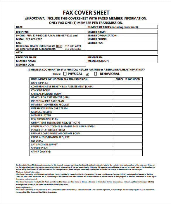 fax member infromation confidential cover sheet pdf sample