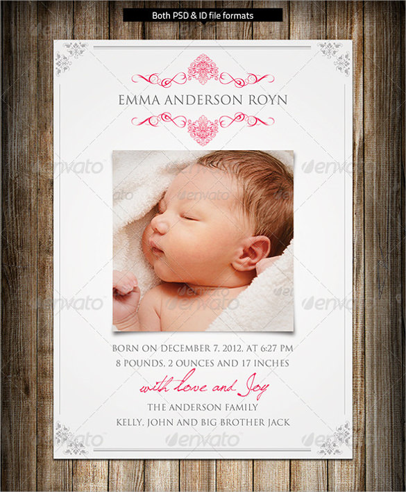 baby announcement postcard template