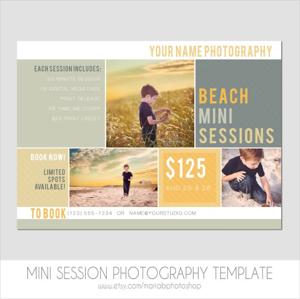 mini session photography postcard template
