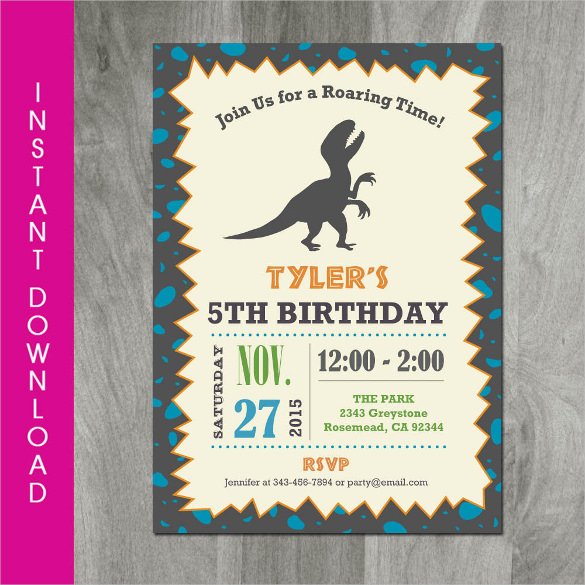 Printable Boy's Birthday Invitation Dinosaur Theme Digital File Invite