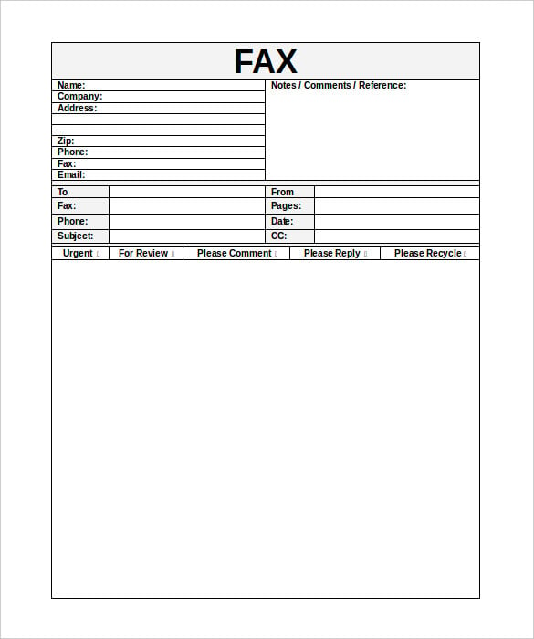 sample business reference fax template ms word download
