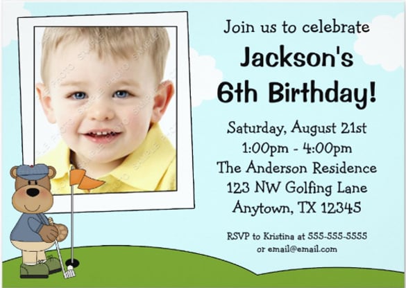 kids-golf-bear-photo-birthday-party-invitation