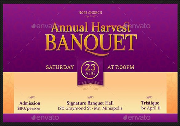 harvest banquet invitation photoshop postcard template