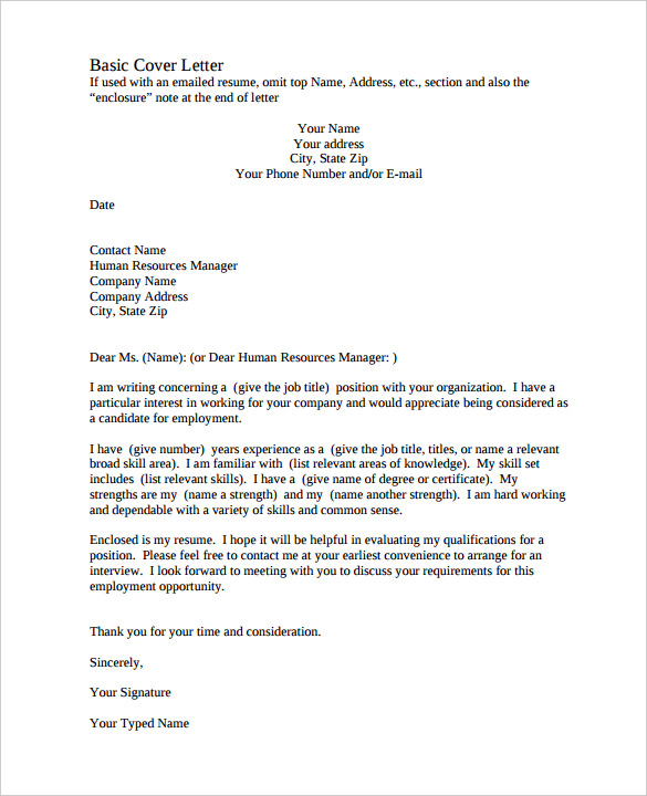 basic cover letter pdf template free download