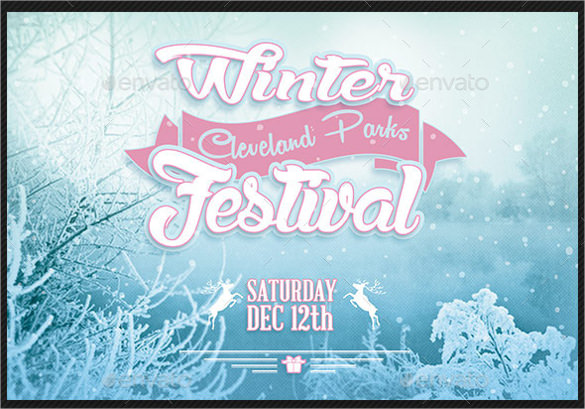 winter festival postcard photoshop template