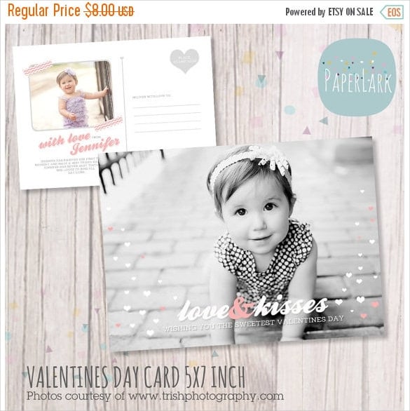 valentines day postcard hotoshop template instant download