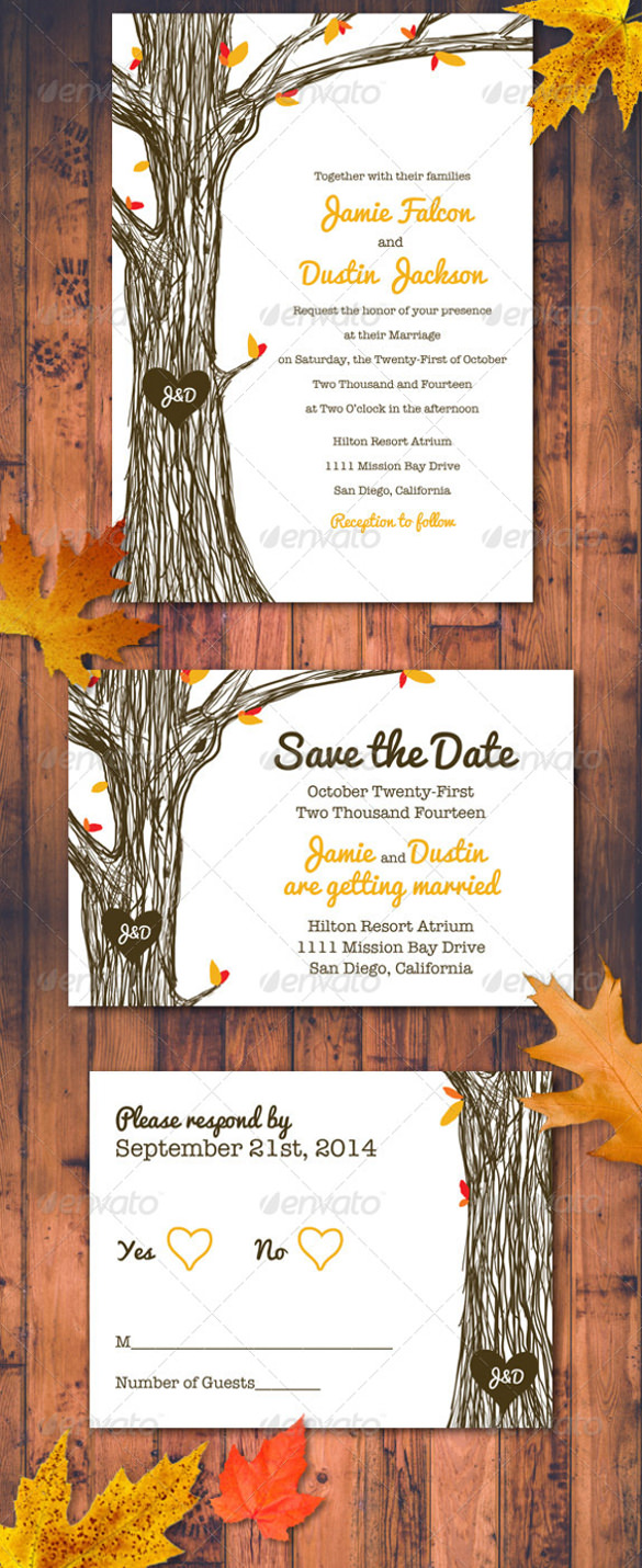 Fall Wedding Invitation Template 15+ PSD Formats Download Free
