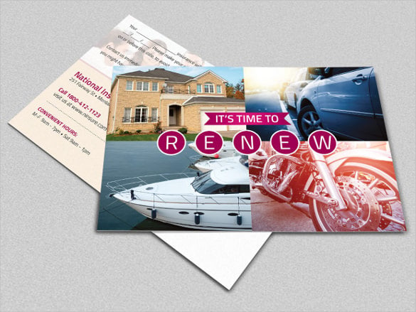 insurance renewal postcard photoshop template
