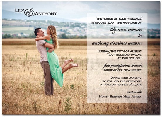 digital photo wedding invitation