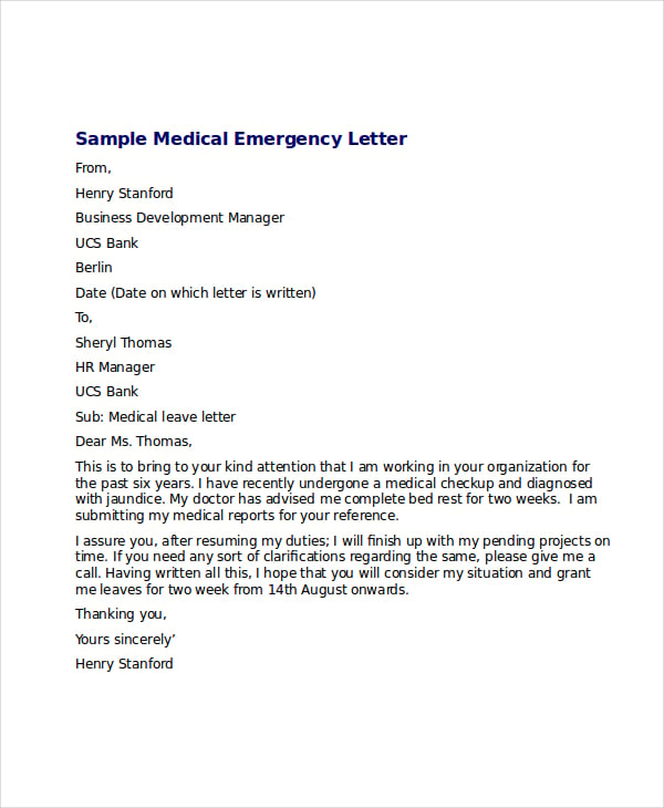 sample letter to employer for medical leave