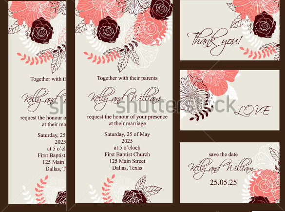 wedding invitation in different country style