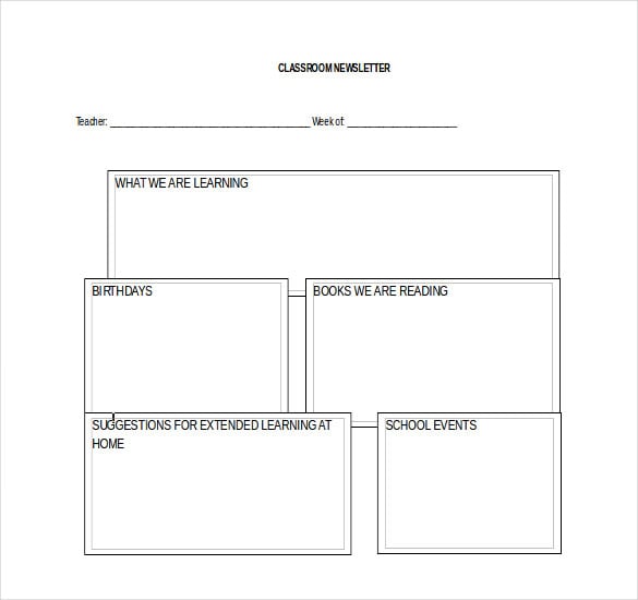 free classroom newsletter template word