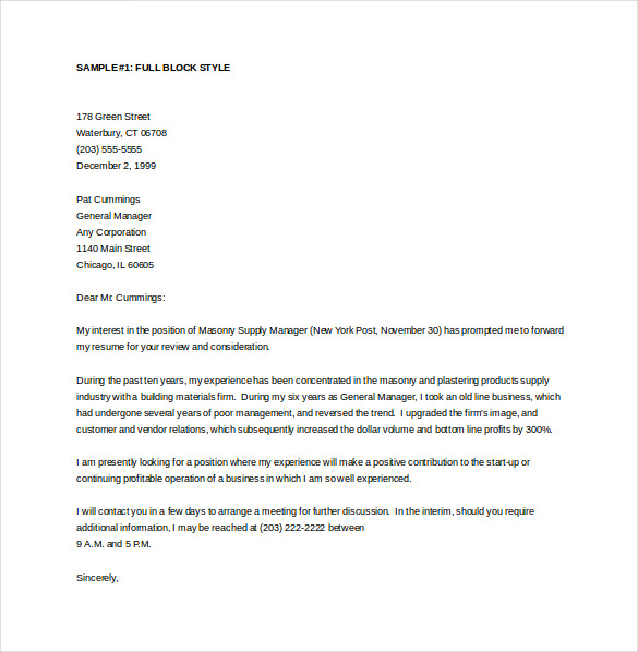 15+ General Cover Letter Templates - Free Sample, Example, Format Download!