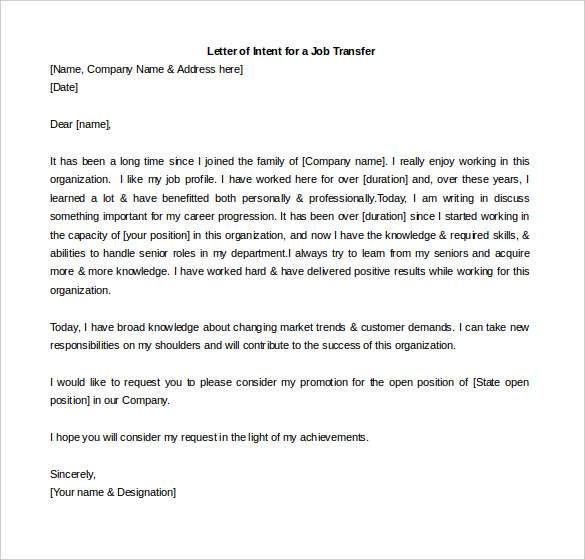 Letter Of Intent For A Job 18+ Word, PDF Documents Download!