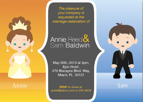 funny wedding invitation personalized with bride and groom