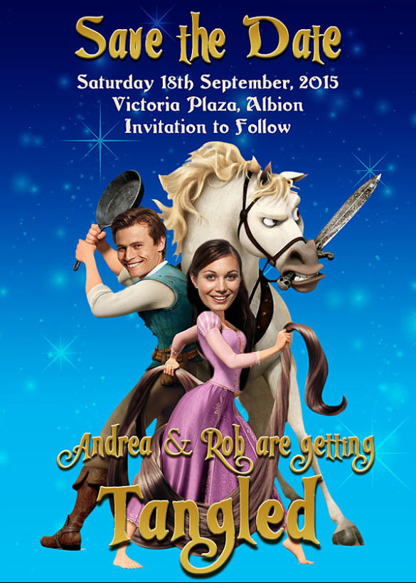 disney tangled funny wedding invitation