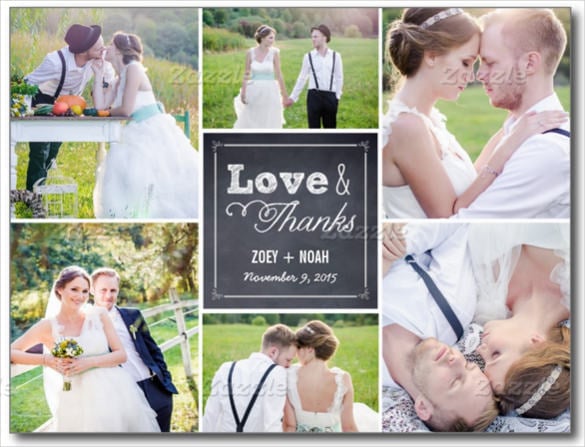 chalkedboard-style-collage-wedding-thank-you-card-postcard