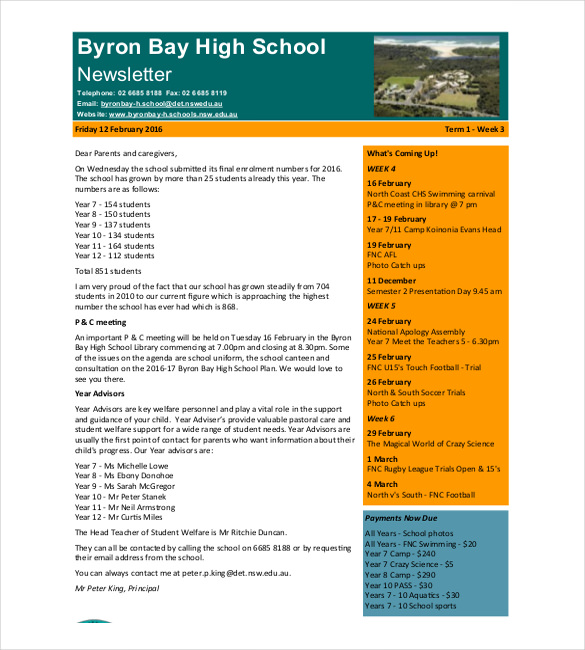 14 School Newsletter Templates Free Sample Example Format Download Free Premium Templates