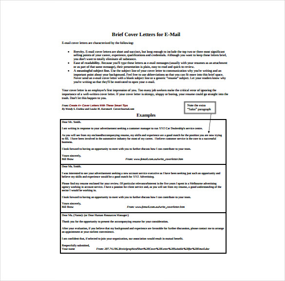 11+ Email Cover Letter Templates - Free Sample, Example, Format Download!