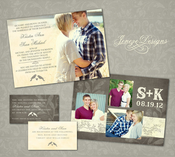 custom photo wedding invitation set