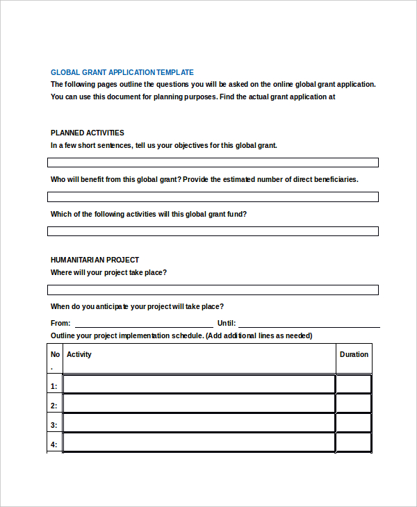 Grant Application Templates 8+ Free Word, PDF Download